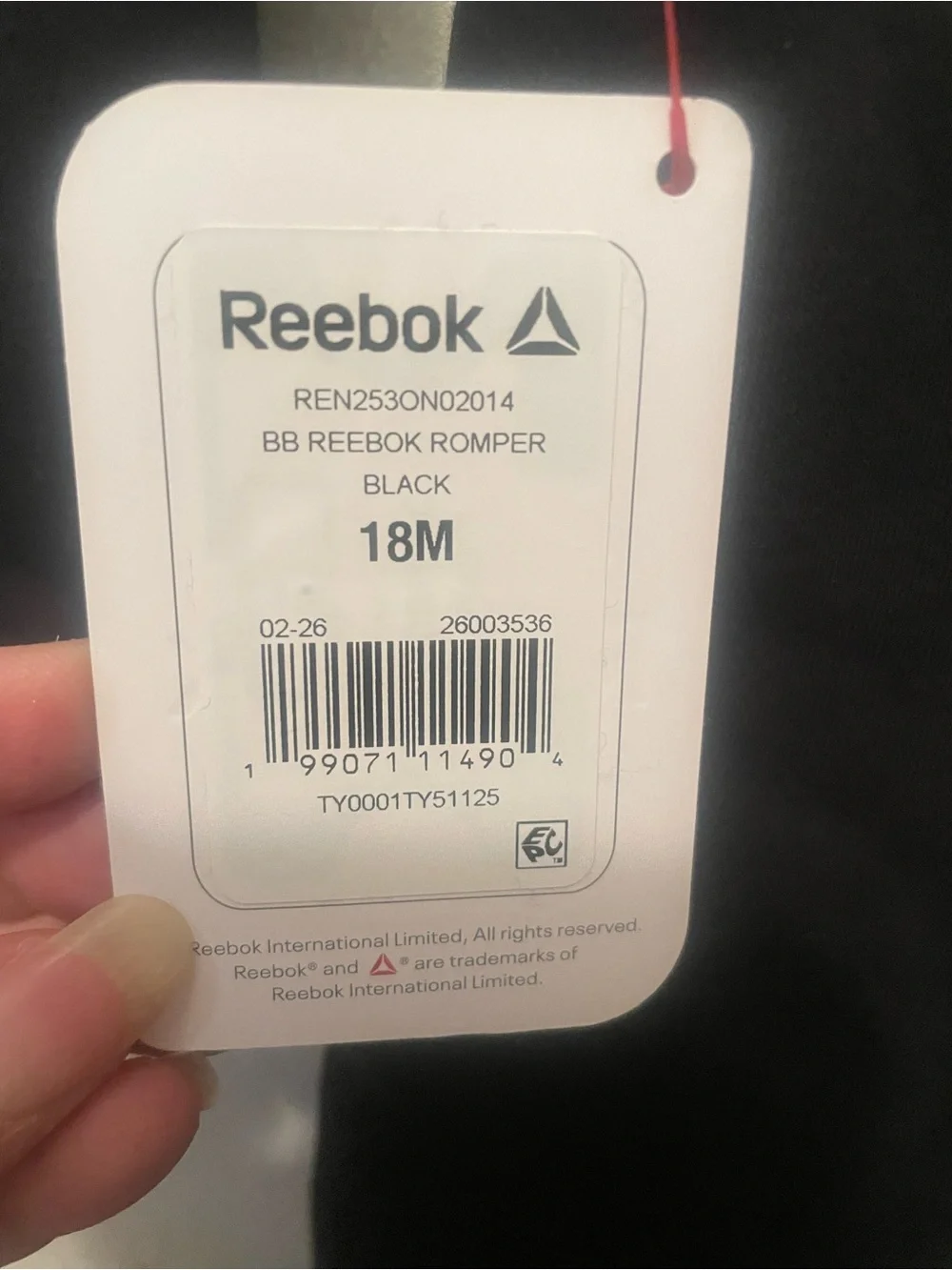 Reebok Black One-Piece Romper Sweatsuit with White Logo and Gray Trim - Kids